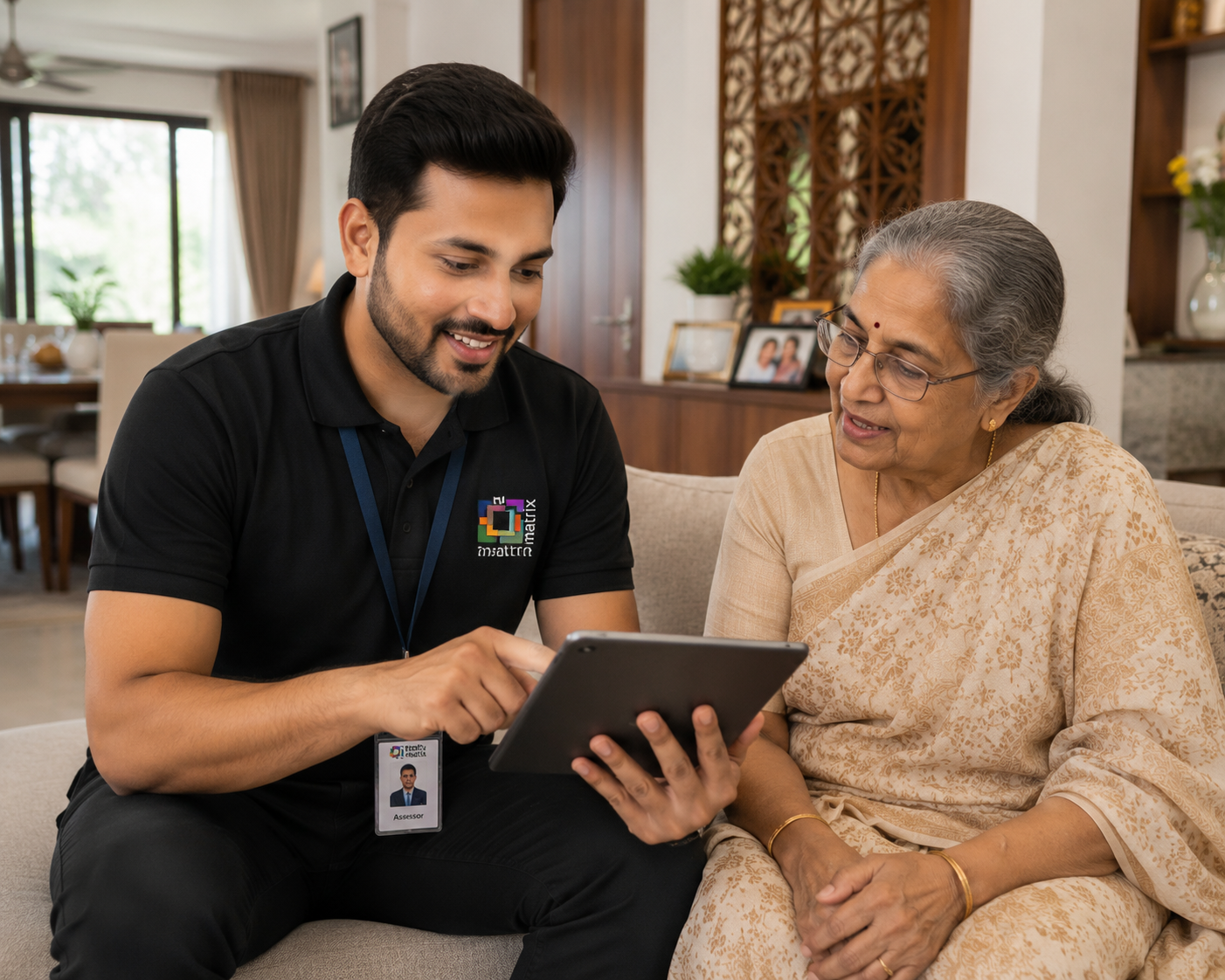 Kushalaya assessor visiting an elder at home in Hyderabad